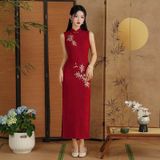  SƯỜN XÁM ĐỎ DÀI THÊU HOA 