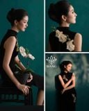  SƯỜN XÁM DÀI ĐEN THÊU HOA 