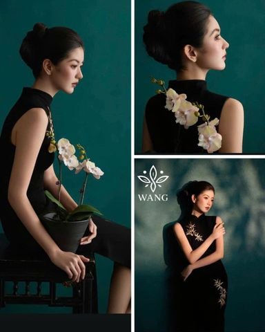  SƯỜN XÁM DÀI ĐEN THÊU HOA 