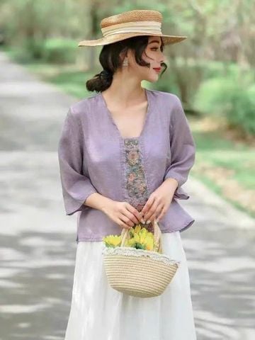  ÁO LẺ LINEN THÊU HOA 