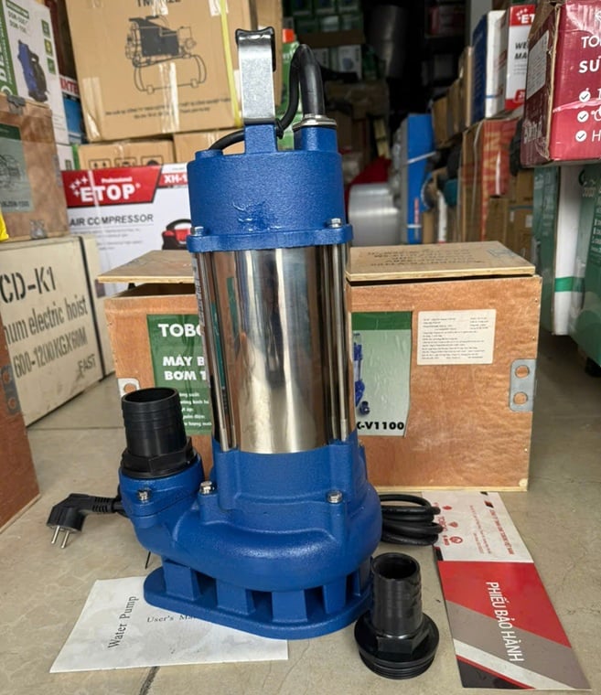 Máy Bơm Chìm Nước Thải Toboki 1100W TK-V1100, Máy Bơm Nước Thải 1.1kw, Máy Bơm Chìm 1.1kW, Máy Bơm Tõm 1100W, Máy Bơm Chống Ngập 1.1kw
