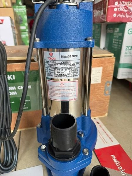 Máy Bơm Chìm Nước Thải Toboki 1100W TK-V1100, Máy Bơm Nước Thải 1.1kw, Máy Bơm Chìm 1.1kW, Máy Bơm Tõm 1100W, Máy Bơm Chống Ngập 1.1kw