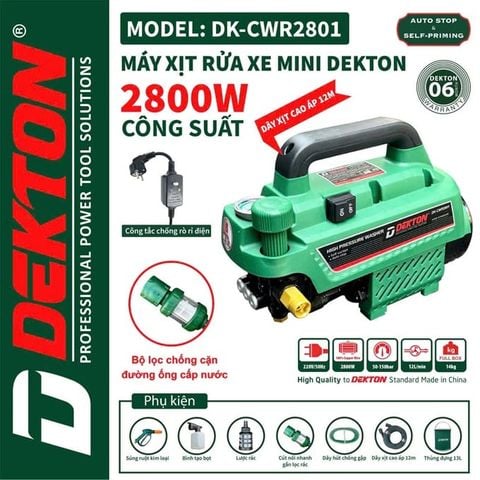 MÁY RỬA XE ÁP LỰC LỚN DEKTON 2800W, Máy Xịt Rửa 2800W Dekton