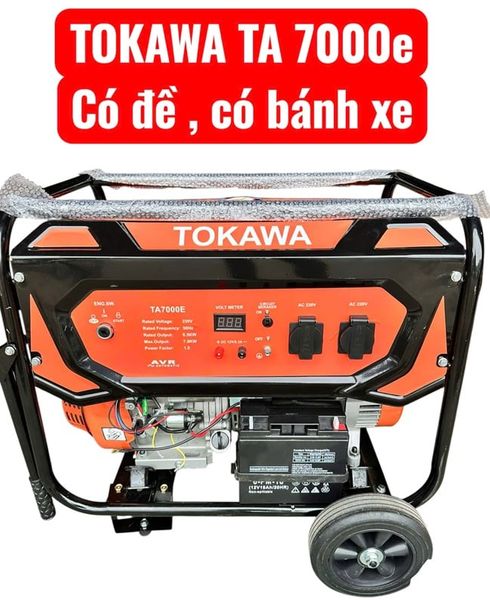 Máy phát điện TOKAWA 7KW, Máy phát điện 1 pha 7kW, Máy phát 7KW có đề, Máy phát điện gia đình 7KW, Máy phát điện