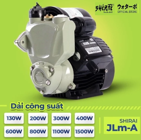 Máy bơm Shirai 400W Nhật Bản, Bơm tăng áp JLM-400A, Bơm tăng áp thông minh Shirai 400W, Bơm thông minh JLM- 400A