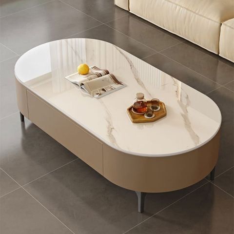 Bàn trà sofa TC bọc da chân sắt vân đá GP385