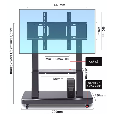 Kệ treo tivi có giá phụ - GM172