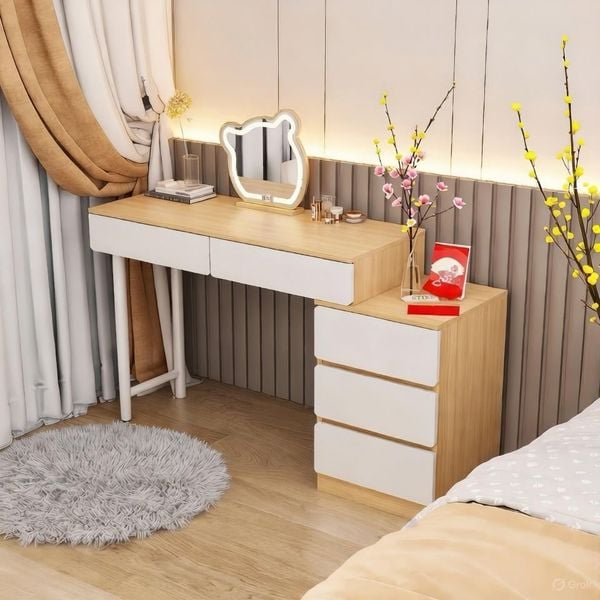 Bàn Trang Điểm Chân Sắt Full Trắng Đa Năng GAPI - GM142 (KHÔNG KÈM GƯƠNG)