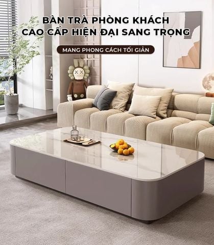 Bàn Trà Sofa Mặt Đá  Bọc Da – Sang Trọng, Hiện Đại - GM167 - Hết hàng