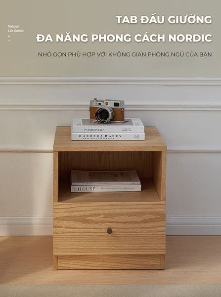 Tủ đầu giường gỗ công nghiệp 1 ngăn kéo và 1 hộc mở tiện lợi - GP343