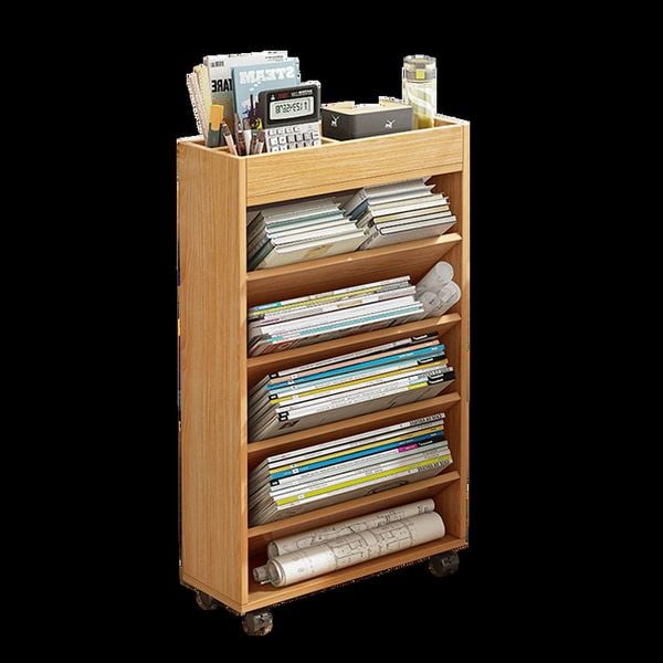 Kệ Sách Ngăn Chéo GAPI Có Bánh Xe Màu Gỗ - GP189