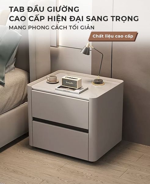 Tab đầu giường bọc da cao cấp 2 ngăn kéo tiện dụng - GM153