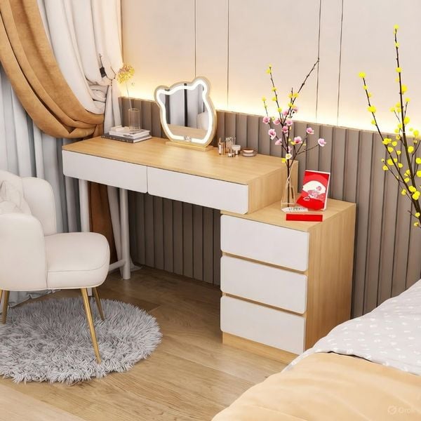 Bàn Trang Điểm Chân Sắt Full Trắng Đa Năng GAPI - GM142 (KHÔNG KÈM GƯƠNG)