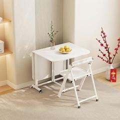 Bàn ăn thông minh gấp gọn full trắng GM194