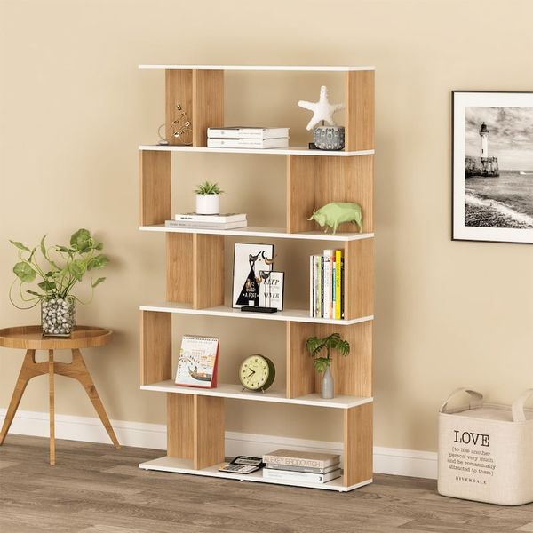 Kệ Sách Trang Trí 5 Tầng Gỗ Phối Trắng GAPI - GP234