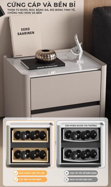 Tab đầu giường bọc da cao cấp 2 ngăn kéo tiện dụng - GM153