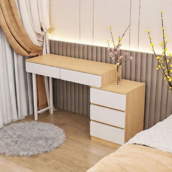 Bàn Trang Điểm Chân Sắt Full Trắng Đa Năng GAPI - GM142 (KHÔNG KÈM GƯƠNG)