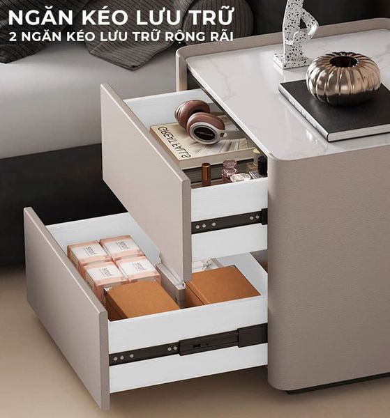 Tab đầu giường bọc da cao cấp 2 ngăn kéo tiện dụng - GM153