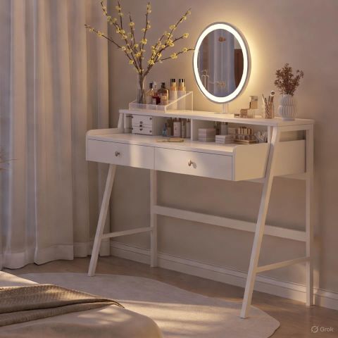 Bàn Trang Điểm Kèm Gương Led Phong Cách Hiện Đại Gỗ MDF Cao Cấp GAPI - GM175