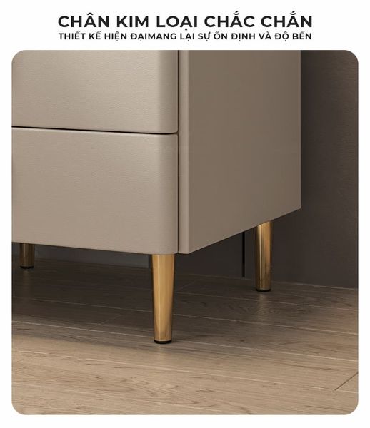 Tủ đầu giường bọc da thiết kế hiện đại, 3 ngăn kéo tiện lợi - GP335