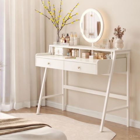 Bàn Trang Điểm Kèm Gương Led Phong Cách Hiện Đại Gỗ MDF Cao Cấp GAPI - GM175