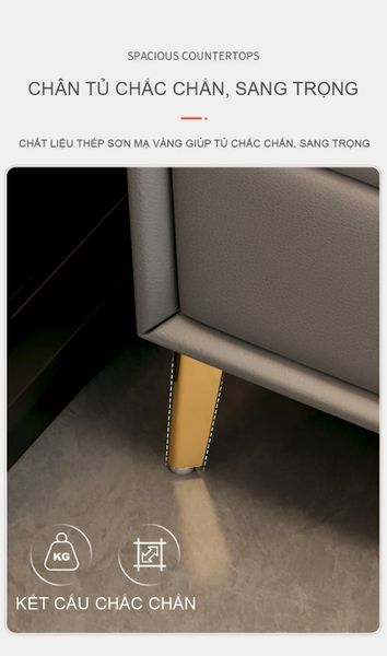 Tab đầu giường bọc da thông minh tích hợp đèn LED, sạc hiện đại - GA36