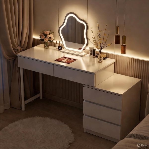 Bàn Trang Điểm Chân Sắt Full Trắng Đa Năng GAPI - GM142 (KHÔNG KÈM GƯƠNG)