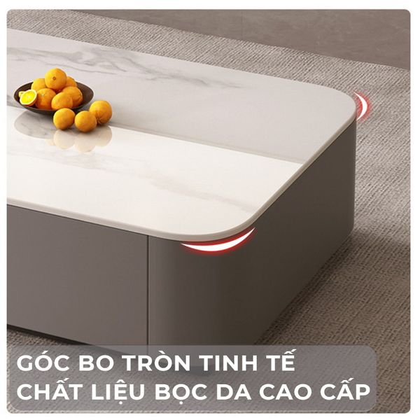 Bàn Trà Sofa Mặt Đá  Bọc Da – Sang Trọng, Hiện Đại - GM167 - Hết hàng