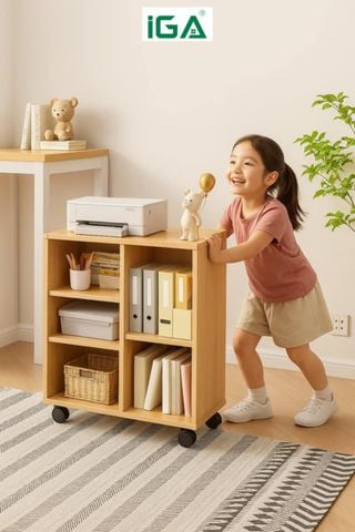 Giá đa năng có bánh xe vân gỗ GP173.03