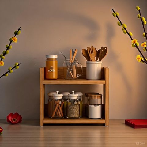 Kệ Gia Vị 2 Tầng Đa Năng Gỗ MDF GAPI - GA18