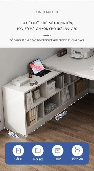 Bàn Làm Việc Thông Minh Gỗ MDF kết hợp Kệ Sách Đa Năng GAPI - GM131