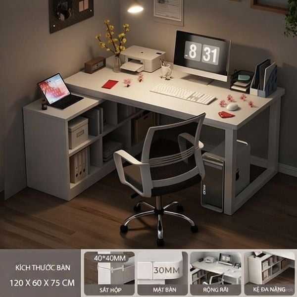 Bàn Làm Việc Thông Minh Gỗ MDF kết hợp Kệ Sách Đa Năng GAPI - GM131