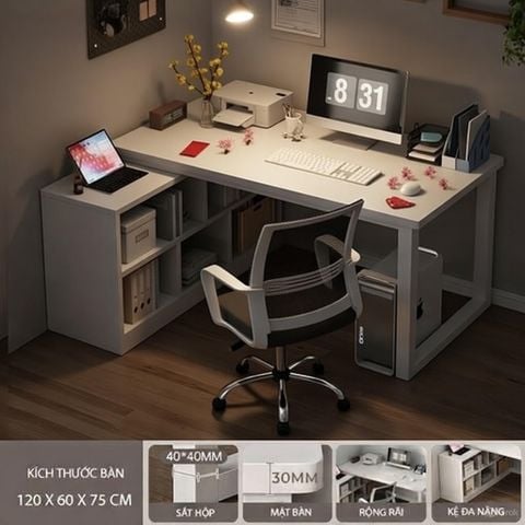 Bàn Làm Việc Thông Minh Gỗ MDF kết hợp Kệ Sách Đa Năng GAPI - GM131