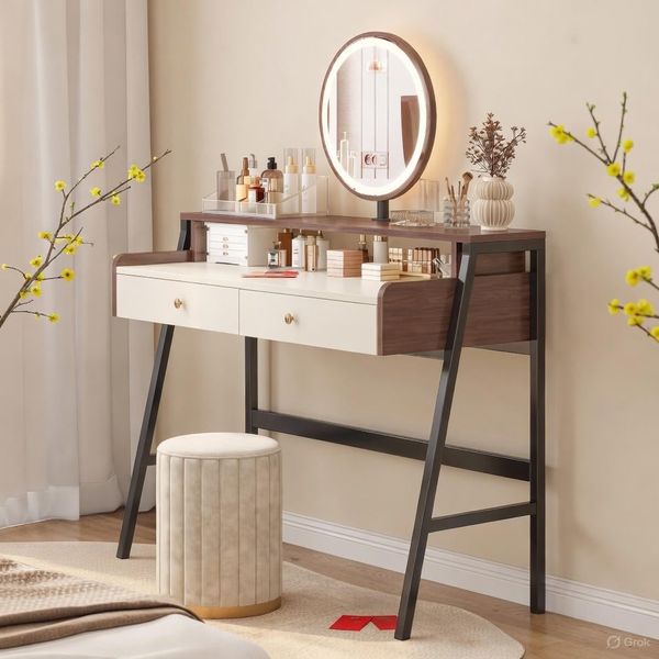 Bàn Trang Điểm Kèm Gương Led Phong Cách Hiện Đại Gỗ MDF Cao Cấp GAPI - GM175