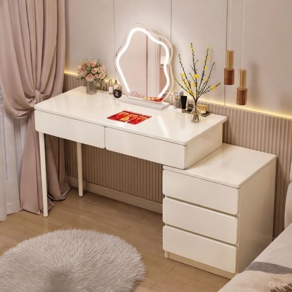 Bàn Trang Điểm Chân Sắt Full Trắng Đa Năng GAPI - GM142 (KHÔNG KÈM GƯƠNG)