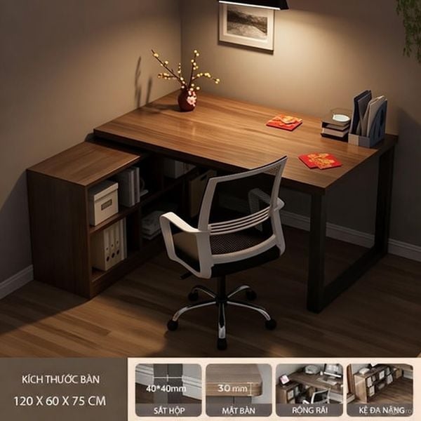 Bàn Làm Việc Thông Minh Gỗ MDF kết hợp Kệ Sách Đa Năng GAPI - GM131