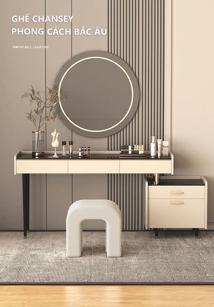 Ghế Trang Điểm Bọc Vải Lông Cừu Chansey Hiện Đại GAPI - GC21