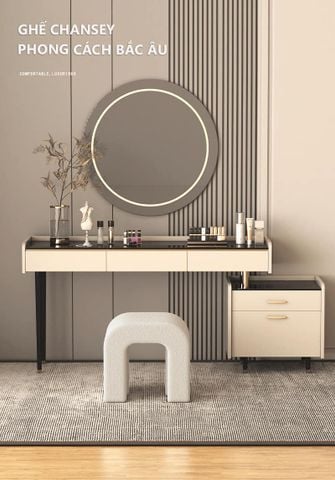Ghế Trang Điểm Bọc Vải Lông Cừu Chansey Hiện Đại GAPI - GC21