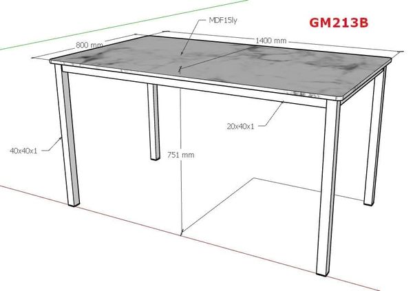 Bàn ăn khung trắng mặt vân đá GM213