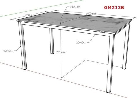 Bàn ăn khung trắng mặt vân đá GM213