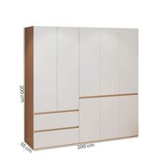 Tủ Quần Áo Gỗ  5 Cánh Màu Gỗ Cánh Trắng -  GP341.31