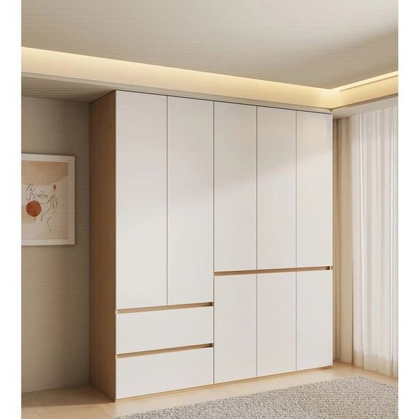 Tủ Quần Áo Gỗ 5 Cánh Màu Gỗ Cánh Trắng - GP341.31