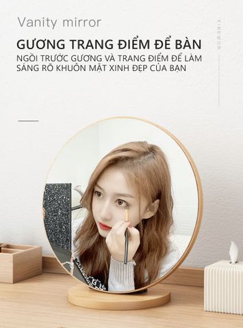 Gương Trang Điểm Tròn Để Bàn Gỗ MDF Nhỏ Gọn, Hiện Đại GAPI - GP278