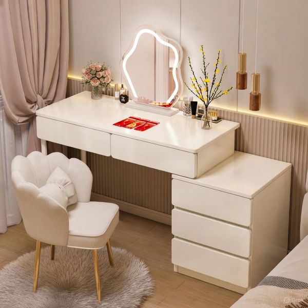 Bàn Trang Điểm Chân Sắt Full Trắng Đa Năng GAPI - GM142 (KHÔNG KÈM GƯƠNG)