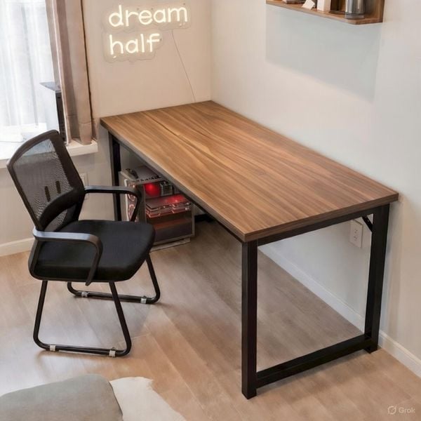 Bàn Gaming Chân Sắt Cao Cấp Mặt Gỗ Óc Chó - GM166