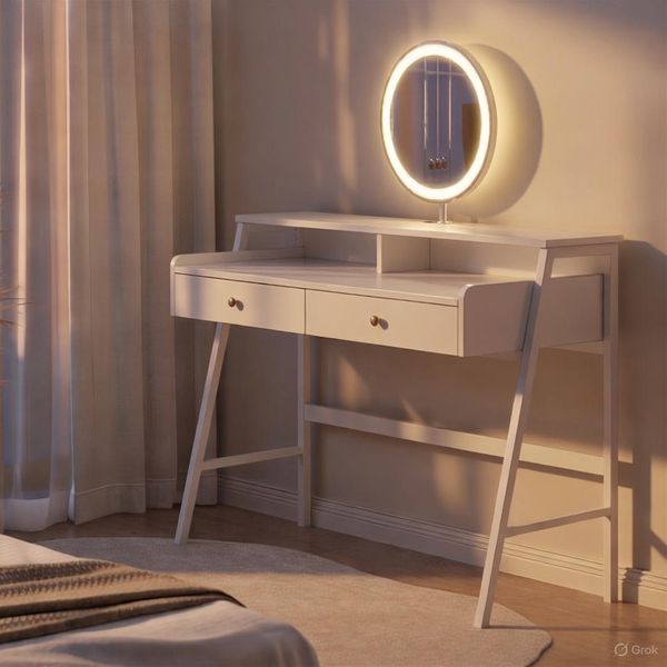 Bàn Trang Điểm Kèm Gương Led Phong Cách Hiện Đại Gỗ MDF Cao Cấp GAPI - GM175