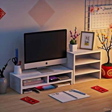 Kệ Máy Tính Để Bàn GAPI Gỗ MDF Màu Trắng GAPI - GP184