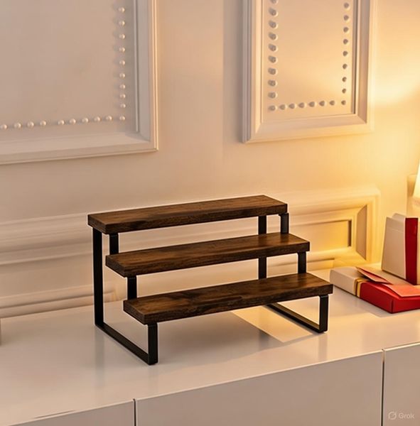 Kệ décor mô hình màu gỗ cháy khung - GM214