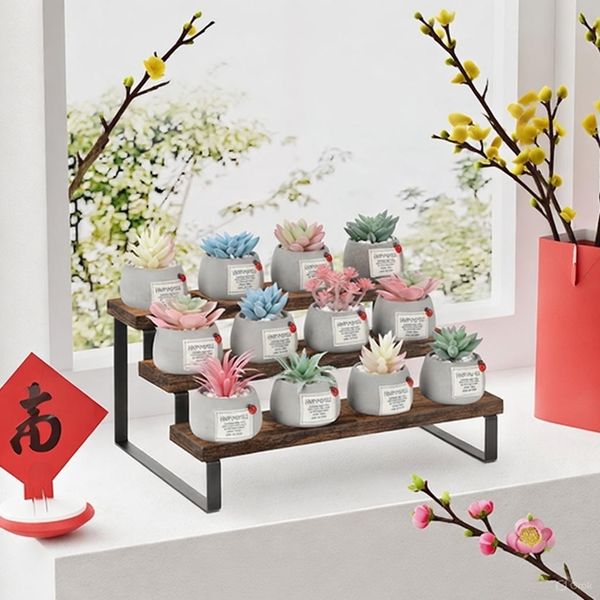 Kệ décor mô hình màu gỗ cháy khung - GM214