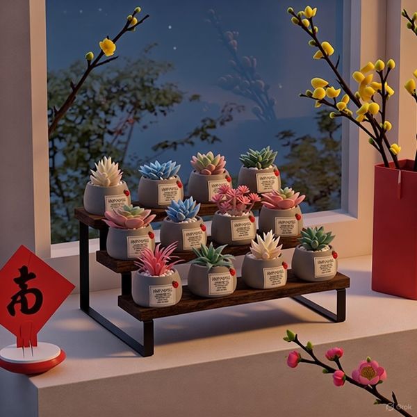 Kệ décor mô hình màu gỗ cháy khung - GM214